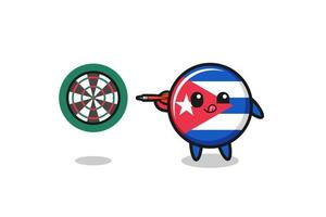 cute cuba flag is playing dart vector