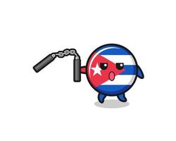 caricatura de la bandera de cuba usando nunchaku vector