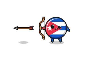 illustration of cuba flag character doing archery vector