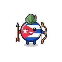 cuba flag cartoon as medieval archer mascot vector