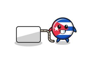 cuba flag cartoon is pulling a banner vector