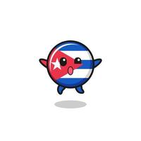 cuba flag character is jumping gesture vector