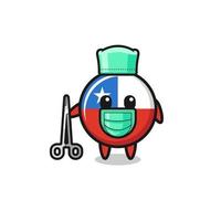 surgeon chile flag mascot character vector