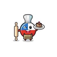 chile flag as pastry chef mascot hold rolling pin vector