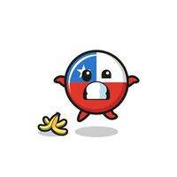 dibujos animados de la bandera de chile se desliza en una cáscara de plátano vector