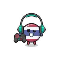 thailand flag gamer mascot holding a game controller vector