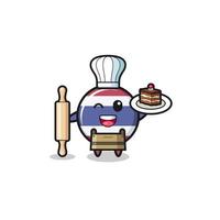 thailand flag as pastry chef mascot hold rolling pin vector