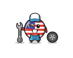 the malaysia flag character as a mechanic mascot vector