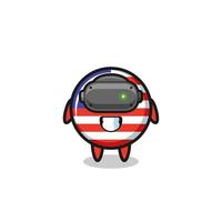 cute malaysia flag using VR headset vector