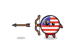 Ilustración del personaje de la bandera de Malasia haciendo tiro con arco vector