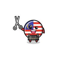 malaysia flag character as barbershop mascot vector