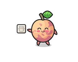 cartoon pluot fruit is turning off light vector