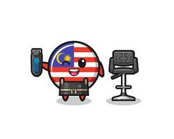malaysia flag barbershop is holding a trimer vector