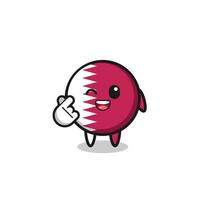 qatar flag character doing Korean finger heart vector