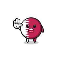 qatar flag character doing stop gesture vector