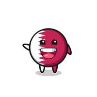 happy qatar flag cute mascot character vector