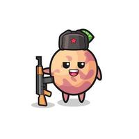 cute pluot fruit cartoon as Russian army vector