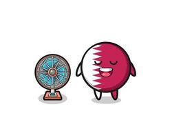 cute qatar flag is standing in front of the fan vector