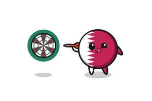 cute qatar flag is playing dart vector