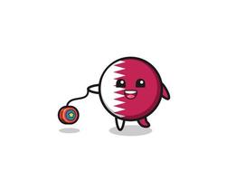 cartoon of cute qatar flag playing a yoyo vector