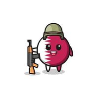 cute qatar flag mascot as a soldier vector