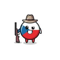 czech flag hunter mascot holding a gun vector