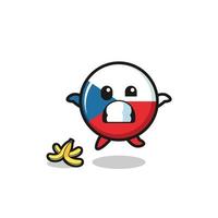 czech flag cartoon is slip on a banana peel vector