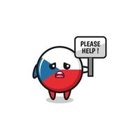 cute czech flag hold the please help banner vector