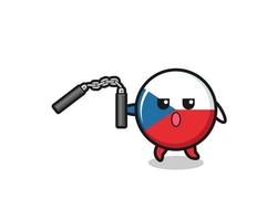 cartoon of czech flag using nunchaku vector