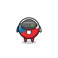 cute czech flag using VR headset vector