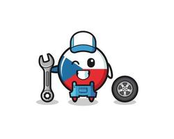 the czech flag character as a mechanic mascot vector