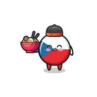 czech flag as Chinese chef mascot holding a noodle bowl vector