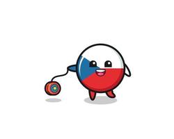 cartoon of cute czech flag playing a yoyo vector