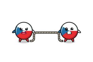 cute czech flag character is playing tug of war game vector