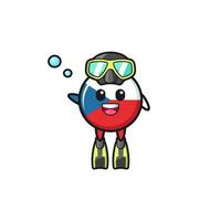 the czech flag diver cartoon character vector