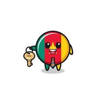 cute cameroon flag as a real estate agent mascot vector