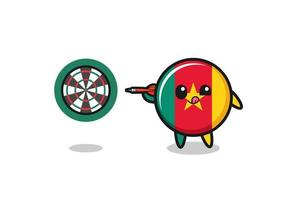 cute cameroon flag is playing dart vector