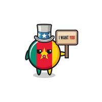 cameroon flag cartoon as uncle Sam holding the banner I want you vector