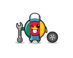 the cameroon flag character as a mechanic mascot vector