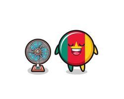 cute cameroon flag is standing in front of the fan vector