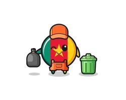 the mascot of cute cameroon flag as garbage collector vector