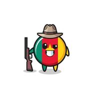 cameroon flag hunter mascot holding a gun vector