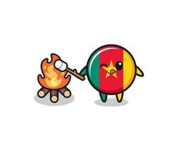 cameroon flag character is burning marshmallow vector