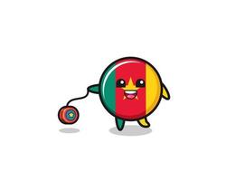 cartoon of cute cameroon flag playing a yoyo vector