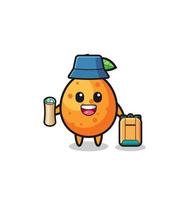 kumquat mascot character as hiker vector