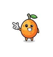 kumquat mascot pointing top left vector