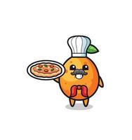 kumquat character as Italian chef mascot vector