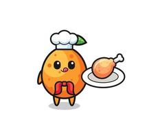 kumquat fried chicken chef cartoon character vector