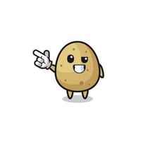 potato mascot pointing top left vector