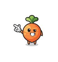 carrot mascot pointing top left vector